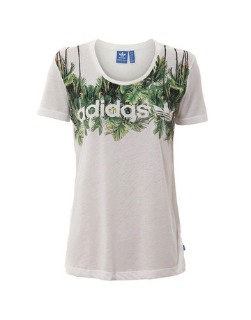 Adidas Camiseta Mujer Palm Prinit (blanco/verde)