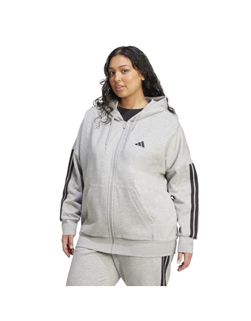 Adidas Essentials 3-Stripes Full-Zip Fleece Hoodie (Plus Size) "Grey"