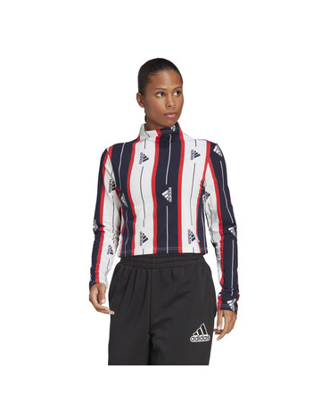 Adidas Essentials Pin Stripe Allover Print Long-Sleeve Top