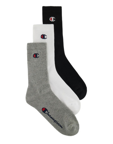 Champion 3 Pack Crew C Logo Socks "Grey"