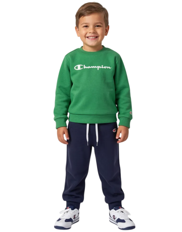 Chándal Bebé Champion Icons Cuello Redondo Interior Afelpado "Green-Navy"