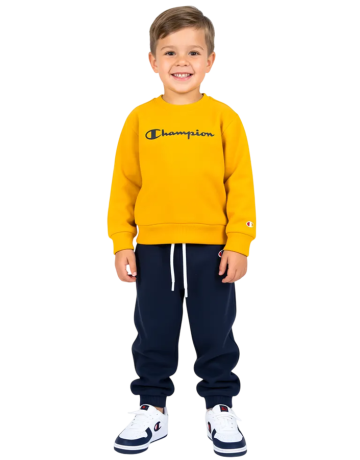 Chándal Bebé Champion Icons Cuello Redondo Interior Afelpado "Mustard Yellow-Navy"