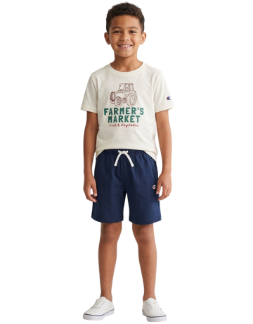 Conjunto Niño Camiseta + Short Champion Graphic "Cream and Navy"