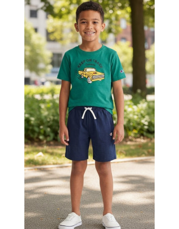 Conjunto Niño Camiseta + Short Champion Graphic "Green and Navy"