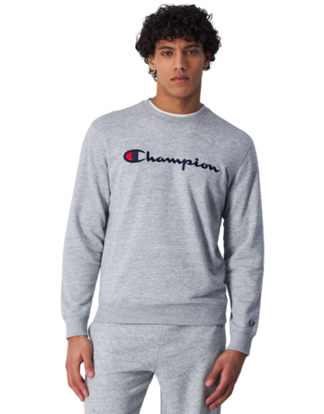 Champion Embroidered Big Logo Crewneck Sweatshirt "Light Grey"