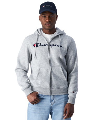 Champion Embroidered Big Logo Fleece Full-Zip Hoodie "Light Grey"