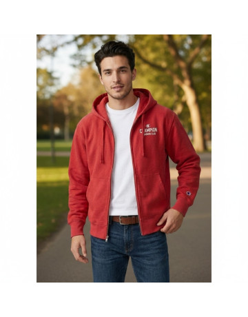 Sudadera Champion Trainning Club con Capucha y Cremallera Completa "Washed Red"