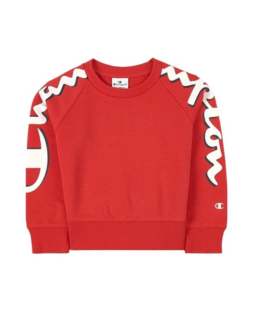 Champion Girls Legacy Logo Crewneck Sweatshirt "Red"