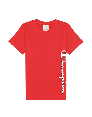 Champion Girls Legacy Script Logo Print T-Shirt "Red"