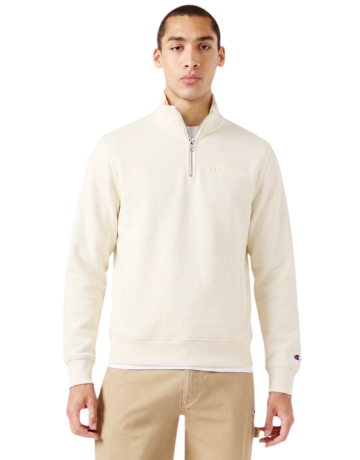 Sudadera Champion Icons con Media Cremallera Small Embroidered Logo "Cream"