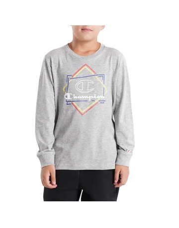 Champion Kids Athletic Long Sleeve Crewneck T-Shirt "Grey"