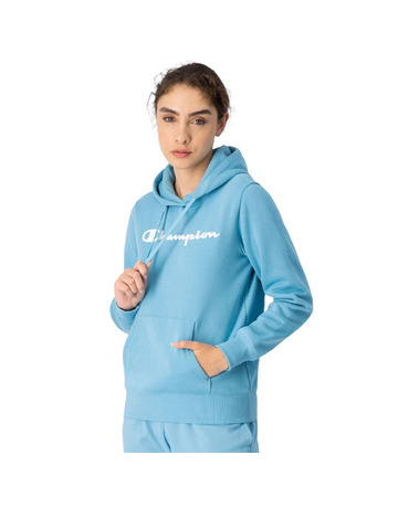 Champion Legacy Big Script Logo Print Hoodie "Light Blue"