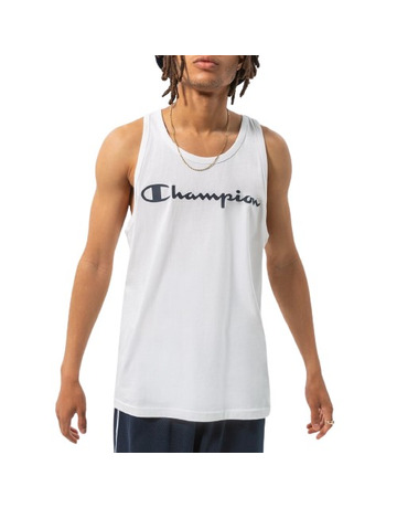Champion Legacy Contrast Scrip Logo Tank Top "White"