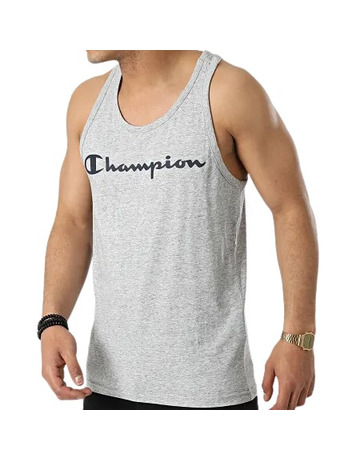 Champion Legacy Cotton Contrast Scrip Logo Tank Top "Grey"