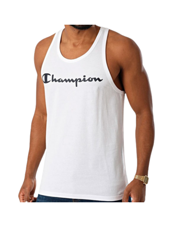 Champion Legacy Cotton Contrast Scrip Logo Tank Top "White"