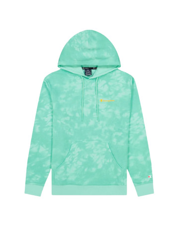 Champion Legacy Tie-Dye Small Script Logo Hoodie "Lime Green"