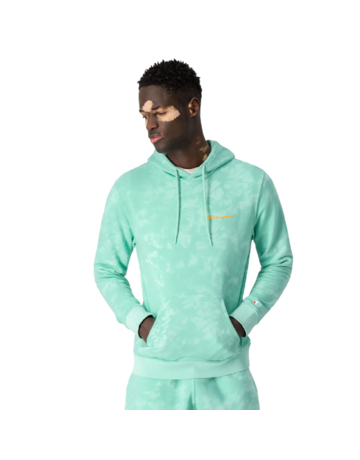 Champion Legacy Tie-Dye Small Script Logo Hoodie "Lime Green"