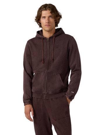 Champion Men’s Washed Fleece Full Zip Hoodie Icons "Brown"