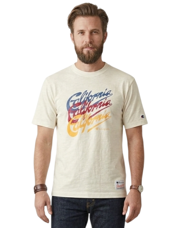 Camiseta Champion Ocean Side de Algodón con Gráfico "Cream"