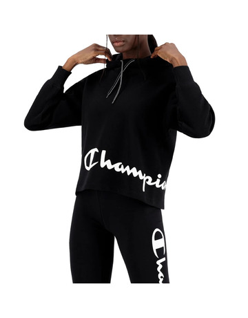 Champion Wn´s Legacy Script Logo Wraparound Print Boxy Fit Hoodie "Black"