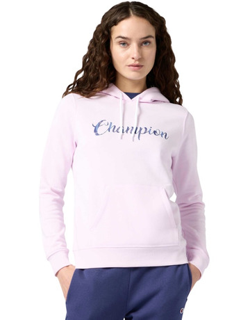 Champion Women's Fleece Hooded Sweatshirt Script Logo "Pink"