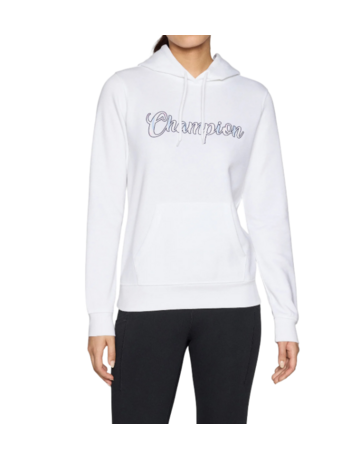 Champion Women's Fleece Hooded Sweatshirt Script Logo "White"
