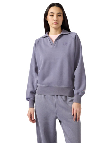 Champion Women's Washed Polo Neck Fleece Sweatshirt Icons "Mauve"