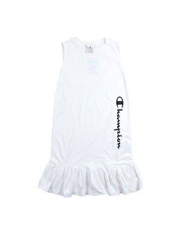 Champion Young Girls Script Vertical Logo Dress Tank "White"