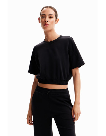 Desigual Baggy Cropped Sport T-shirt "Black"