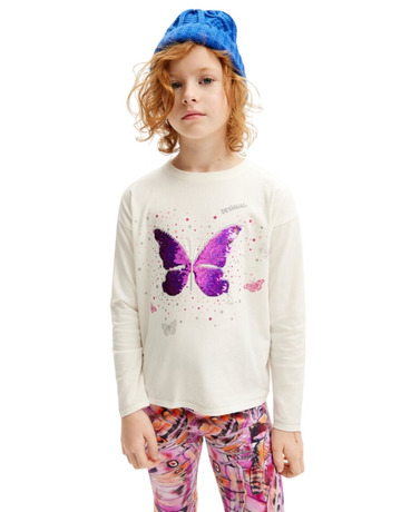 Desigual Butterfly print T-shirt "White"