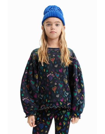 Desigual Girls Sweatshirt with Heart Illustrations