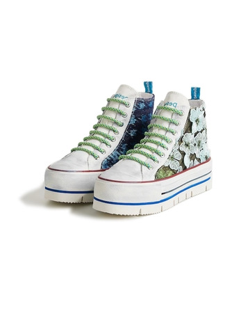 Desigual High-Top Sneakers "Embroidered Flowers"