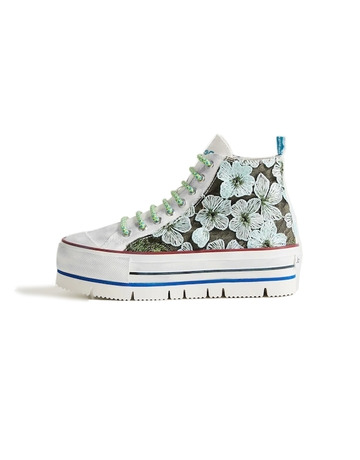 Desigual High-Top Sneakers "Embroidered Flowers"