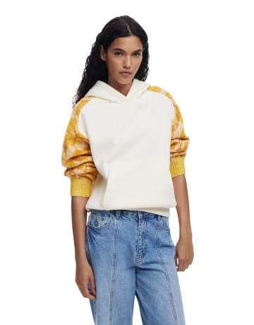 Desigual Jacquard Sleeve Sweatshirt "Cream"