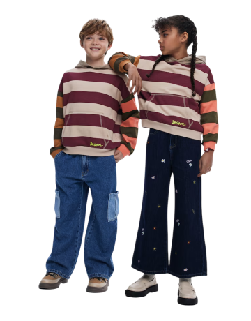 Desigual Kids Sweatshirt with combined stripes "Caqui"
