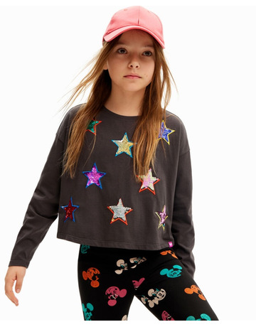 Desigual Long-sleeve star T-shirt "Black"