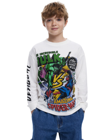 Desigual Marvel™ Long Sleeve T-Shirt "White"