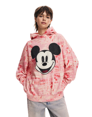 Desigual Mickey Mouse Hoodie with Drawstring "Pink"
