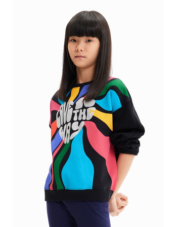 Desigual Girls Multicolour Message Sweatshirt "Black"