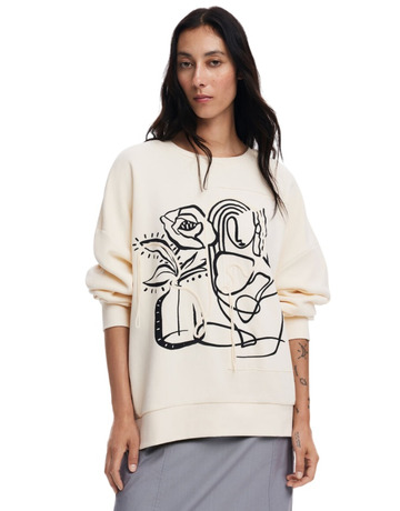 Desigual Oversized floral sweatshirt "Beige"