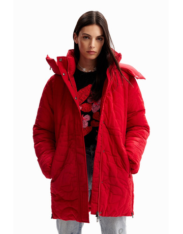 Desigual Padded Zips Coat "Carmine"