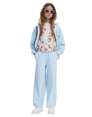 Desigual Rhinestone fleece pants "Aqua Blue"