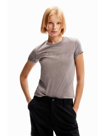 Desigual Slim Rhinestone T-shirt "Gray"