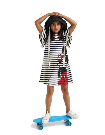 Desigual Girls Striped Mickey Mouse Dress