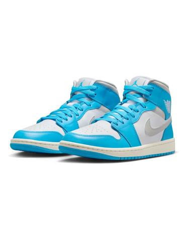 Jordan 1 Mid Dark Powder Blue White Sail Neutral Grey (Women's)