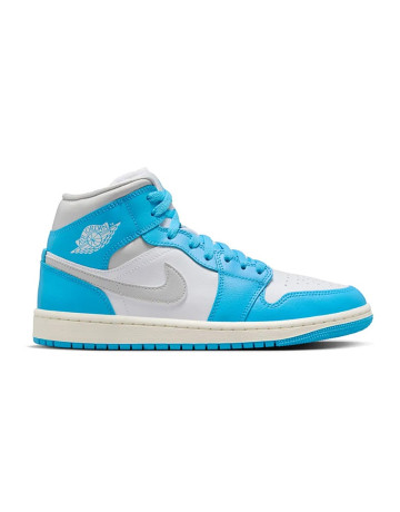 Jordan 1 Mid Dark Powder Blue White Sail Neutral Grey (Women's)