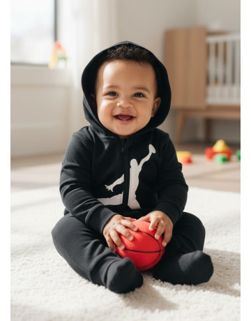 Mono Bebé Jordan Infants Air Jumpman Hooded Coverall "Black"