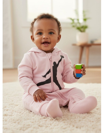 Mono Bebé Jordan Infants Air Jumpman Hooded Coverall "Foam Pink"
