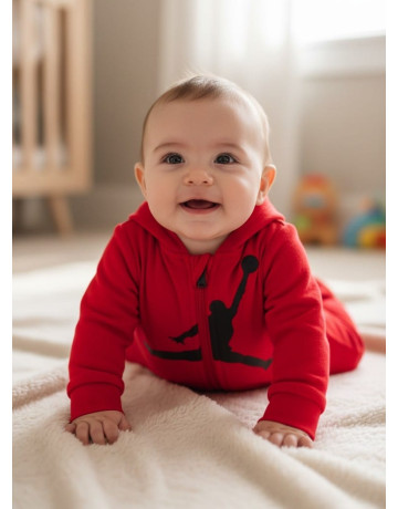 Mono Bebé Jordan Infants Air Jumpman Hooded Coverall "Gym red"