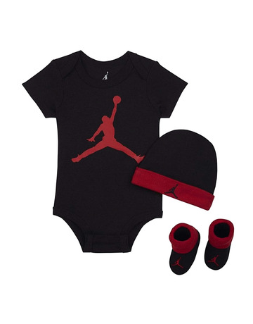 Jordan JHN Jumpman Infants Hat/ Bodysuit /Bootie Set 3pc (0-6M) "Black"